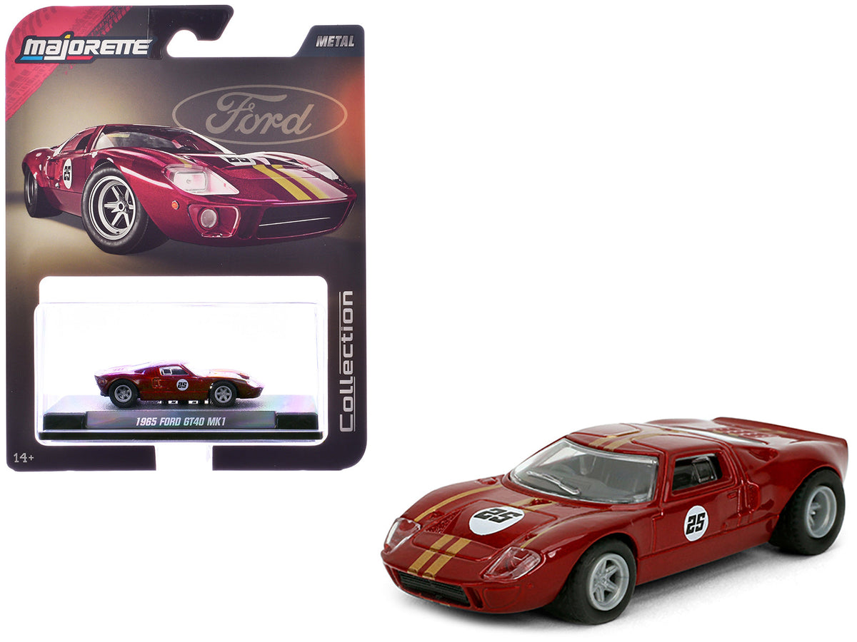 1965 Ford GT40 MK1 #25 Red Metallic with Gold Stripes "Collection" Series 1/64 Diecast Model Car by Majorette free shipping USA