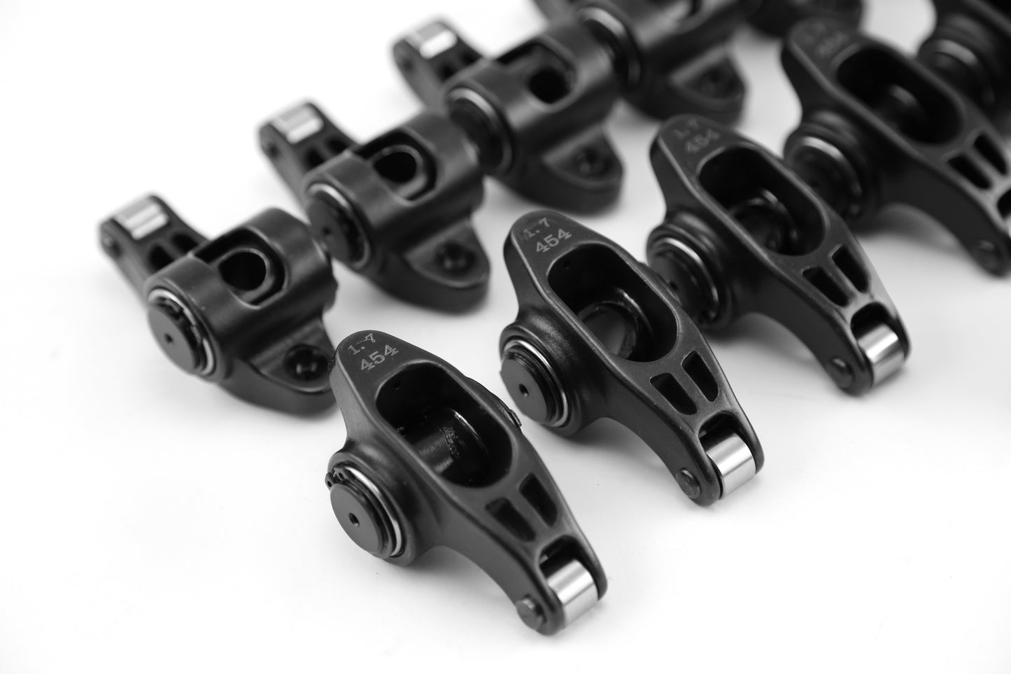 Speedmaster PCE261.1164 Fits Chevy BBC 454 1.7 Ratio 7/16" Ultra Black Chromoly Roller Rocker Arms Set