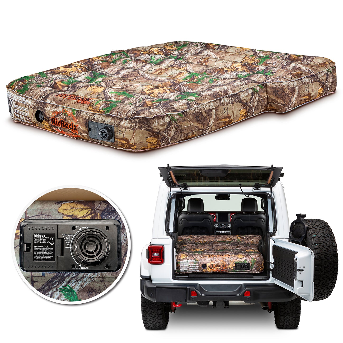 AirBedz XUV By Pittman Outdoors - PPI-CMO_XUV JEEP SUV & Crossover Vehicle Rear Seats Down Air Mattress With Built-in Rechargeable Battery Air Pump - The Original Jeep/SUV Bed Air Mattress