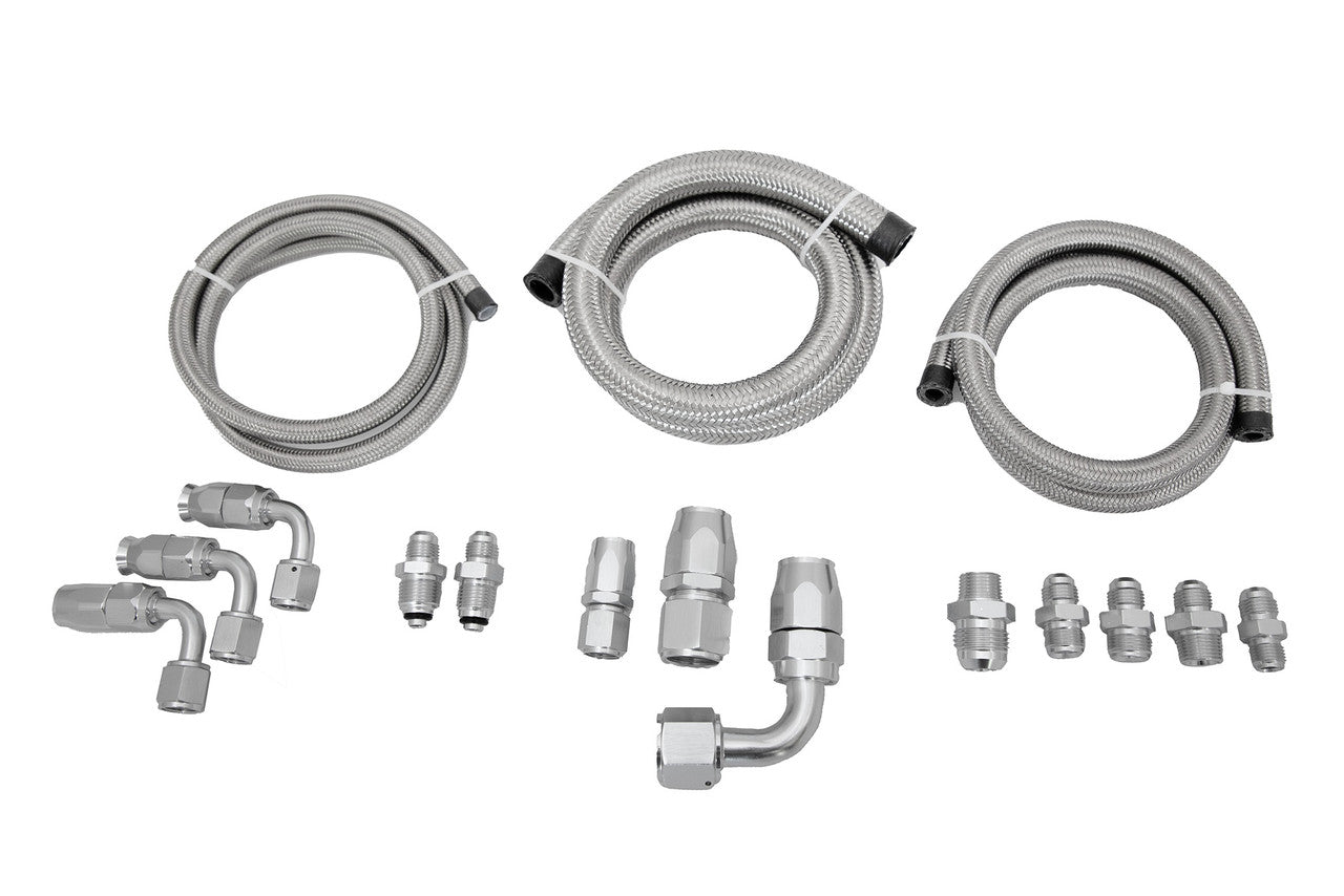 Power Steering Line Kit For Remote Reservoirs; Stainless Braid