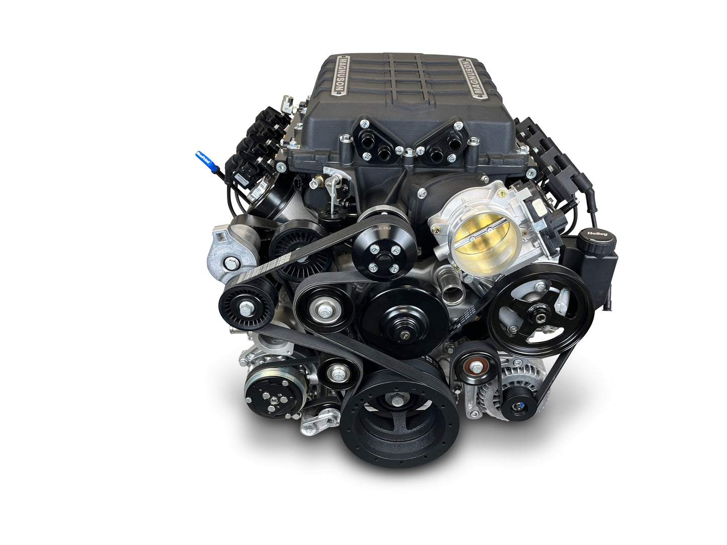 BluePrint Engines GM LS Compatible 376 C.i. Pro Series Engine - Magnuson TVS2650 - Deluxe Dressed - Black Pulley Kit - Holley Terminator X EFI System