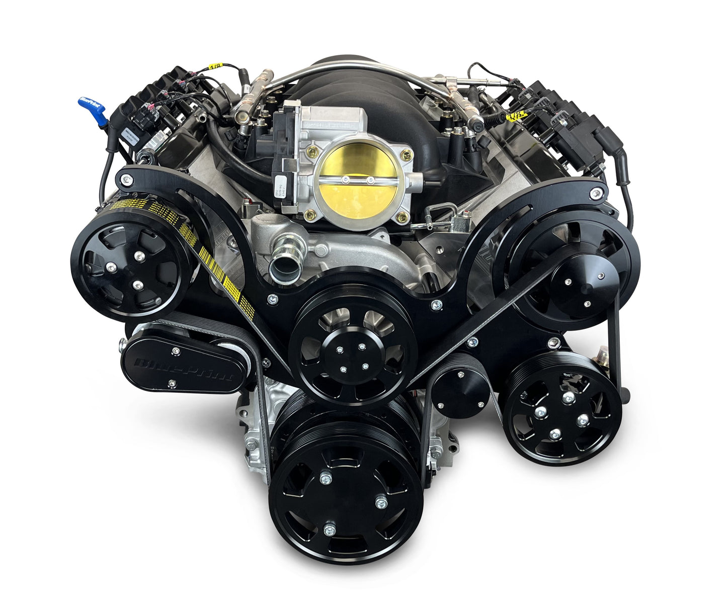 BluePrint Engines GM LS Compatible 427 C.i. Pro Series Engine - GM Plastic Intake - Deluxe Dressed - Black Pulley Kit - Holley Terminator X EFI System