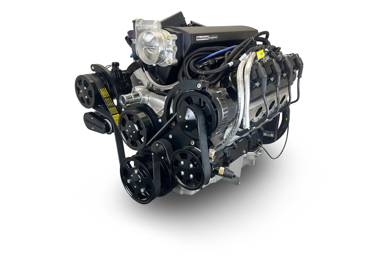 BluePrint Engines GM LS Compatible 427 C.i. Pro Series Engine - Fabbed Aluminum Intake - Deluxe Dressed - Black Pulley Kit - BluePrint Engines Calibrated ECU