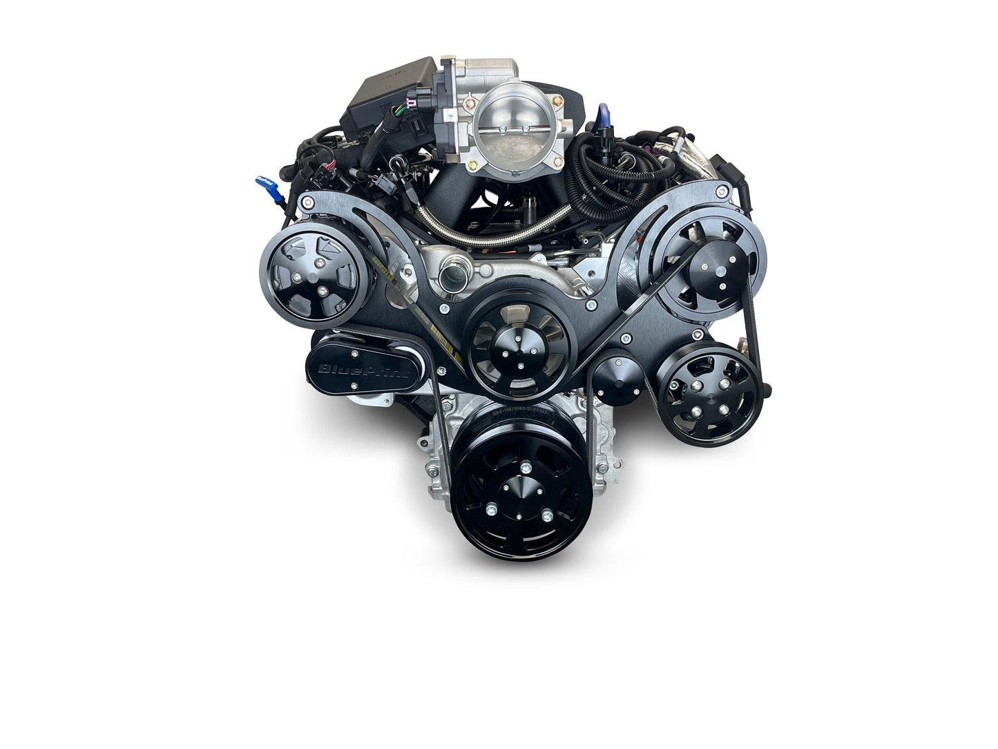 BluePrint Engines GM LS Compatible 427 C.i. Pro Series Engine - Fabbed Aluminum Intake - Deluxe Dressed - Black Pulley Kit - BluePrint Engines Calibrated ECU