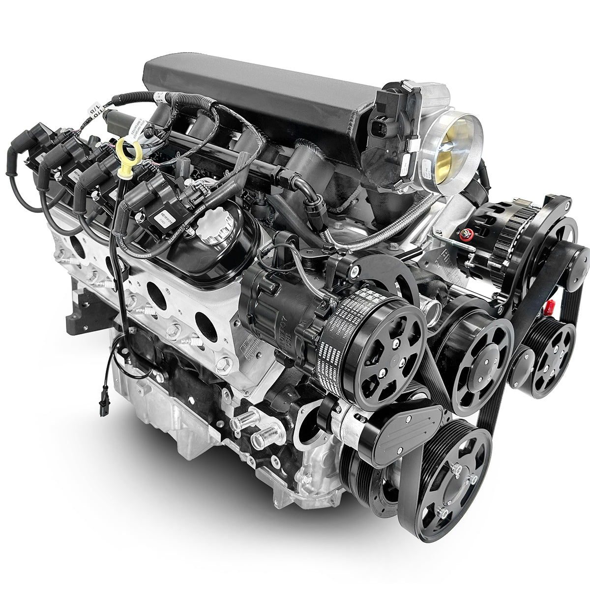 BluePrint Engines GM LS Compatible 376 C.i. Pro Series Engine - BPE Fabbed Aluminum Intake - Deluxe Dressed - Black Pulley Kit - BluePrint Engines Calibrated ECU