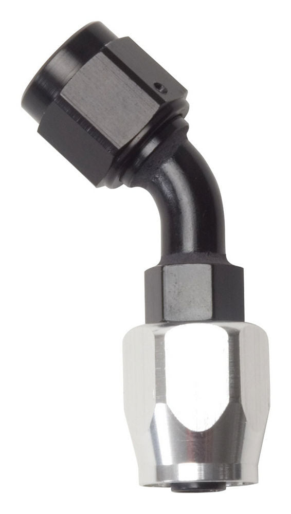 #8 45 Deg Hose End Black /Silver - 610103