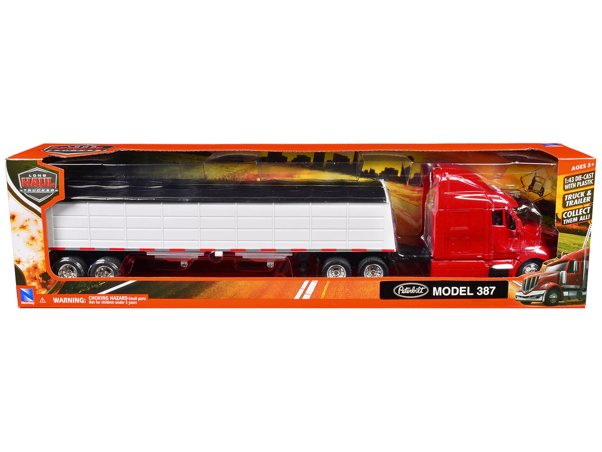 Peterbilt 387 Truck Red with Grain Trailer White "Long Haul Truckers" Series 1/43 Diecast Model by New Ray free shipping USA
