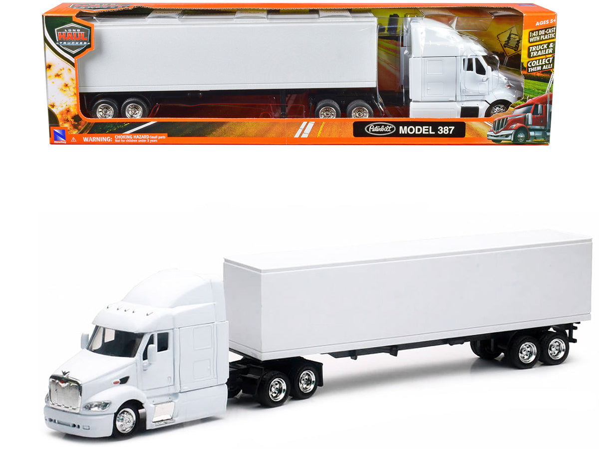 Peterbilt 387 Truck with Dry Goods Trailer White "Long Haul Trucker" Series 1/43 Diecast Model by New Ray free shipping USA
