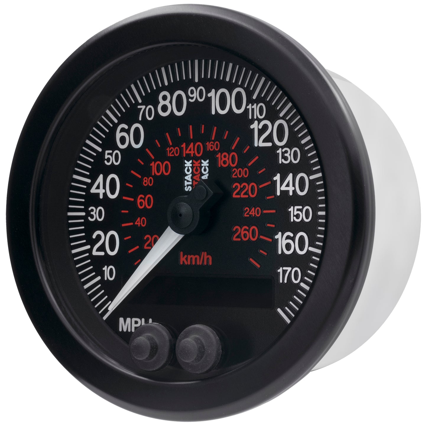 88MM SPEEDOMETER 0-180 MPH / 290 KM/H STACK BLK