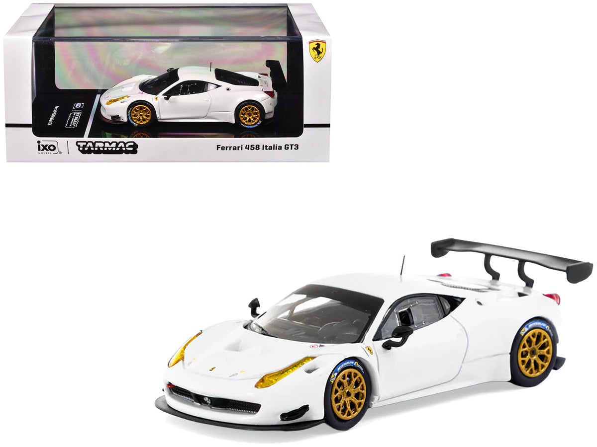 Ferrari 458 Italia GT3 White with Gold Wheels "Road64" Series 1/64 Diecast Model Car by Tarmac Works free shipping USA