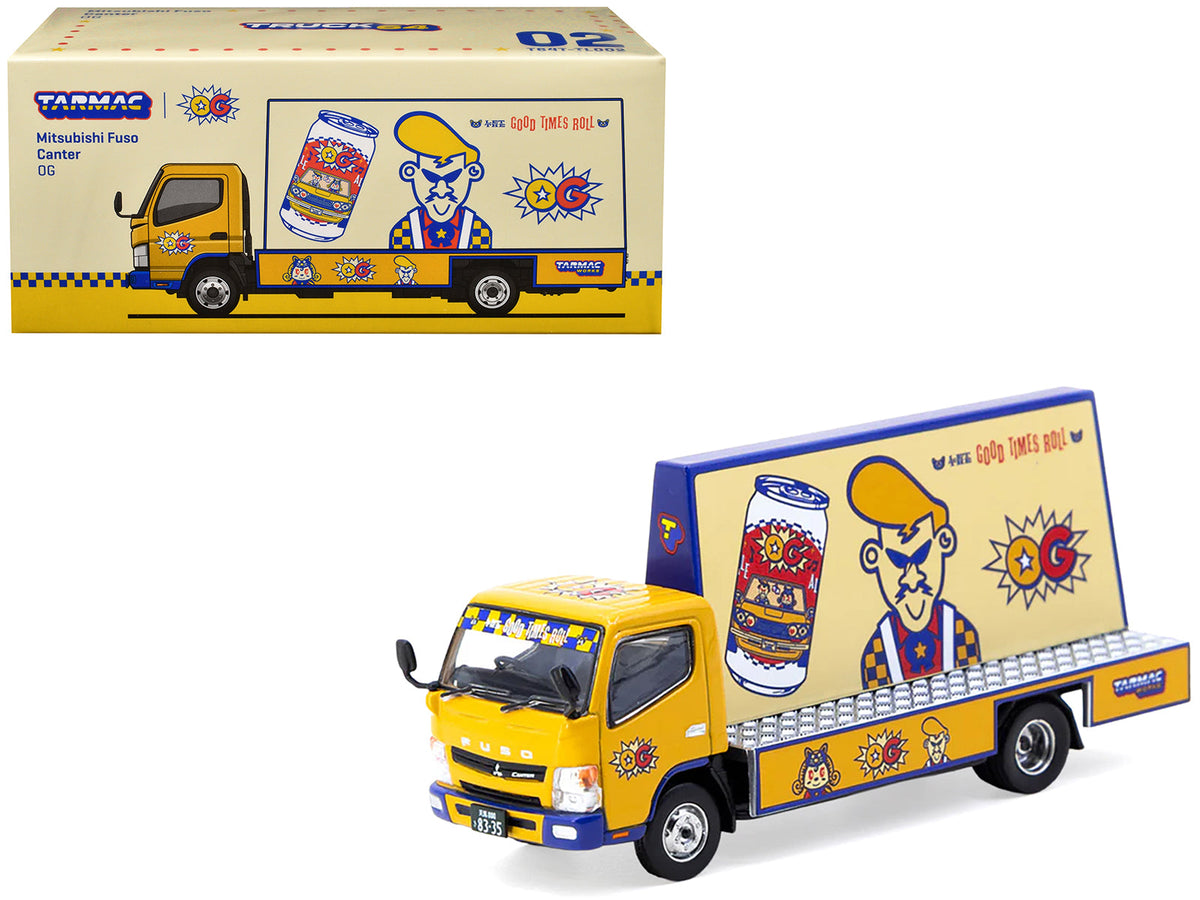Mitsubishi Fuso Canter Mobile Ad Truck RHD (Right Hand Drive) "OG Beer" Yellow with Graphics "Truck64" Series 1/64 Diecast Model Car by Tarmac Works free shipping USA