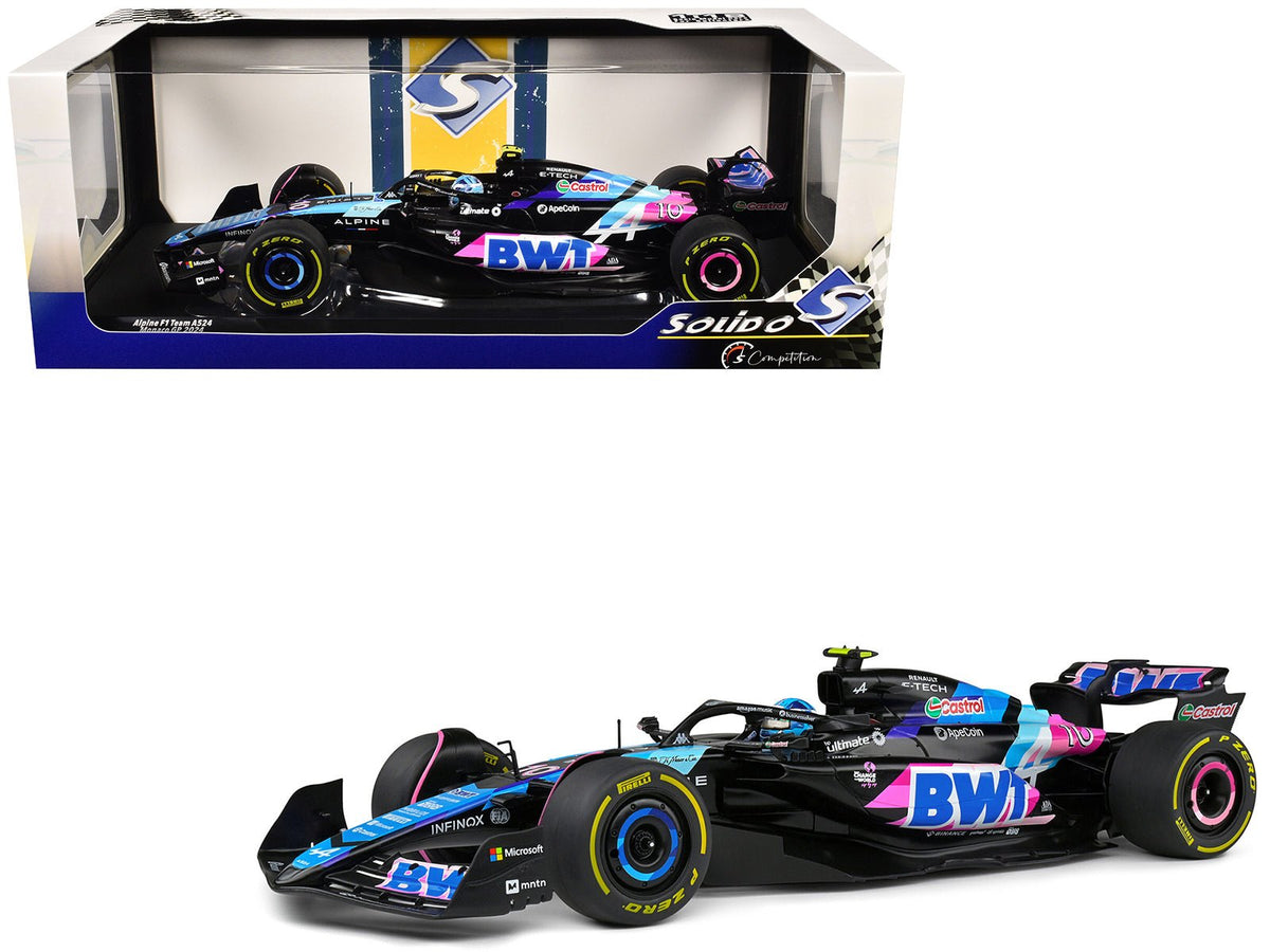 Alpine A524 #10 Pierre Gasly "BWT" Formula One F1 Monaco GP (2024) "Competition" Series 1/18 Diecast Model Car by Solido free shipping USA