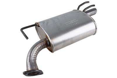 AP Exhaust Mufflers, AP Exhaust Challenge Mufflers, Steel, Baffled, Oval Case, Offset Inlet/Outlet - 2637