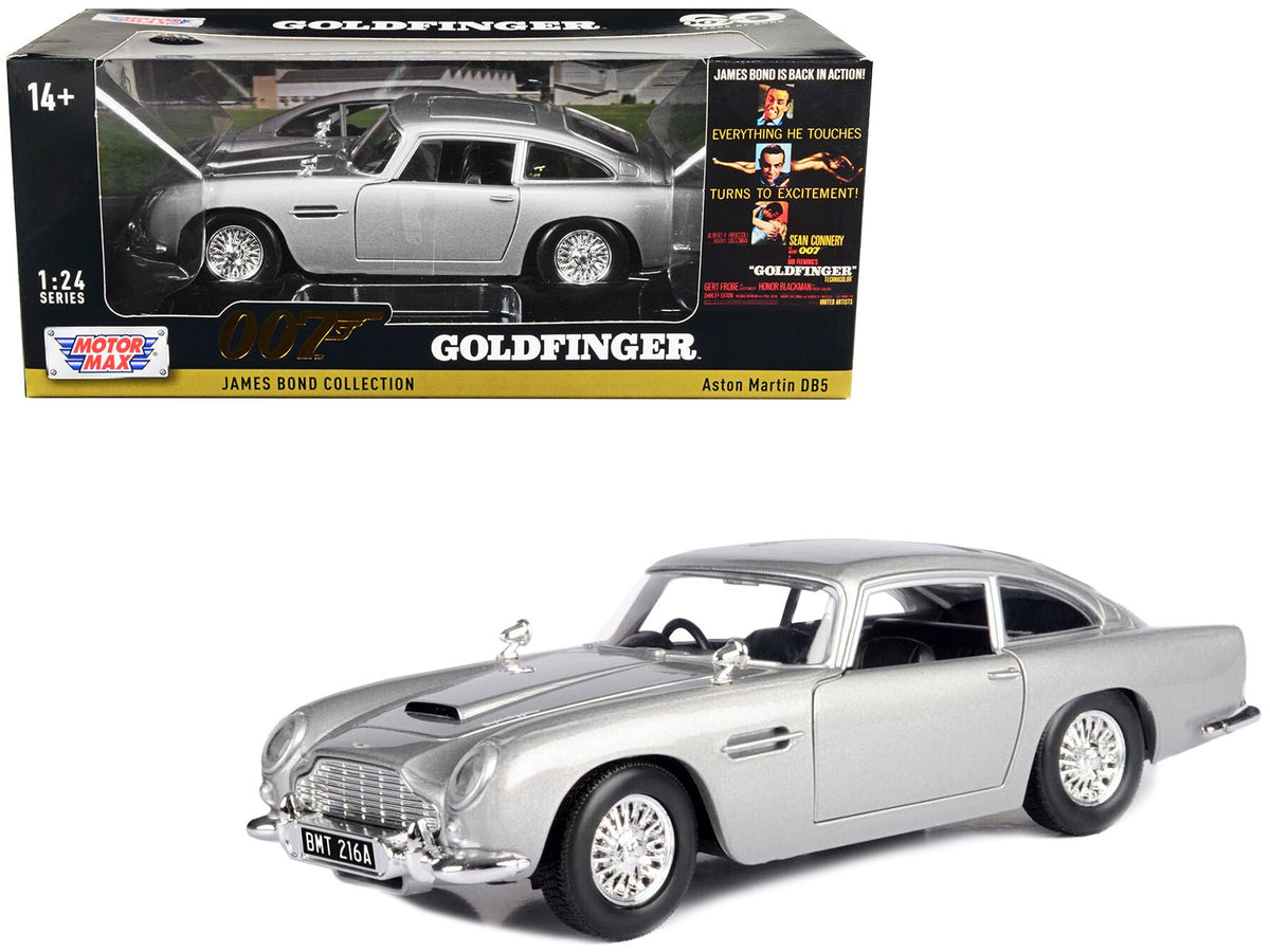 Aston Martin DB5 RHD (Right Hand Drive) Silver Metallic James Bond 007 "Goldfinger" (1964) Movie "James Bond Collection" Series 1/24 Diecast Model Car by Motormax free shipping USA