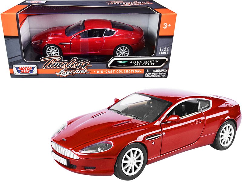 Aston Martin DB9 Coupe Red "Timeless Legends" 1/24 Diecast Model Car by Motormax free shipping USA