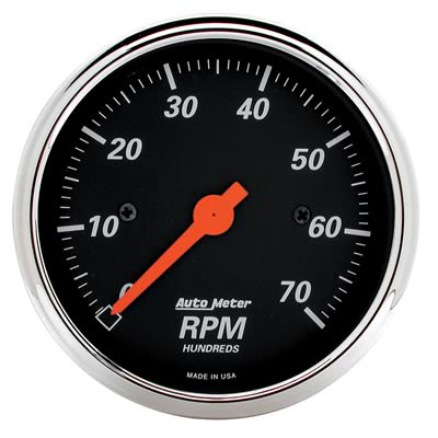 AutoMeter Tachometer, Designer Black, 0-7,000 rpm, 3 1/8 in., Analog, Electrical, Each - 1478