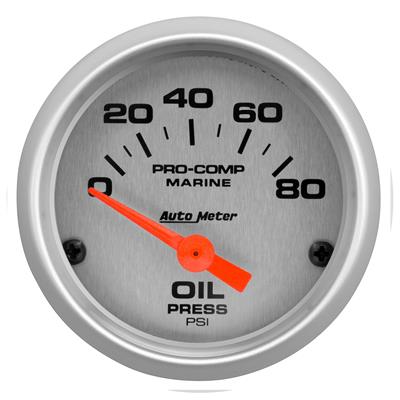 Auto Meter Marine Gauges, Pro-Comp Marine Analog Gauges, Oil Pressure, 0-80 psi, 2 1/16 in. - 20074433