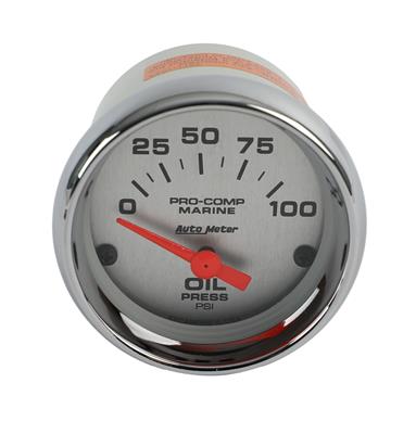 Auto Meter Marine Gauges, Pro-Comp Marine Analog, Oil Pressure, 0-100 psi, Short Sweep, 2 1/16 in. - 20075835