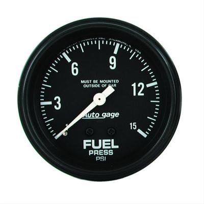 Auto gage Gauge, Autogage, Fuel Pressure, 0-15 psi, 2 5/8 in., Analog, Mechanical, Each - 2311