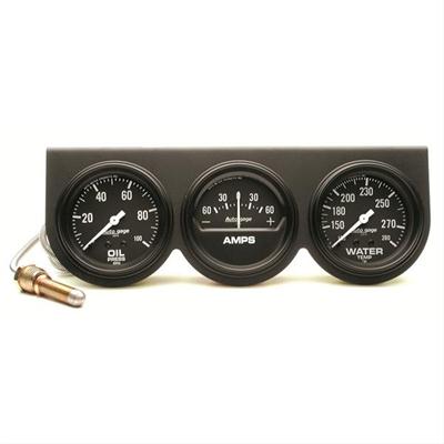 Auto gage Gauge Kit, Analog, Autogage Console, 2 5/8 in., Water Temperature, Ammeter, Oil Pressure - 2394
