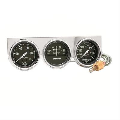 Auto gage Gauge Kit, Analog, Autogage Console, 2 5/8 in., Water Temperature, Ammeter, Oil Pressure - 2395