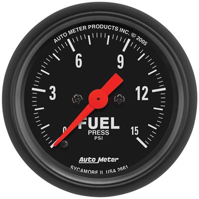 AutoMeter Gauge, Z-Series, Fuel Pressure, 0-15 psi, 2 1/16 in., Analog, Electrical, Each - 2661