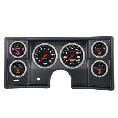 AutoMeter Gauge Kit, Sport-Comp, Analog, Black Face, Speedometer, Tach, Oil, Water, Volt, Fuel - 293511