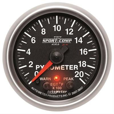 AutoMeter Gauge, Sport-Comp II Pro-Control, EGT, 0-2,000 Degrees F, 2 1/16 in., Analog, Electrical - 3647