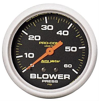 AutoMeter Gauge, Pro-Comp, Blower Pressure, 0-60 psi, 2 5/8 in., Analog, Mechanical, Each - 5403