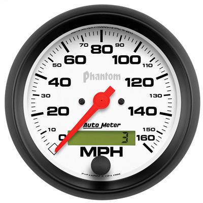 AutoMeter Speedometer, Phantom Series, 0-160 mph, 3 3/8 in., Analog, Electrical, Each - 5888