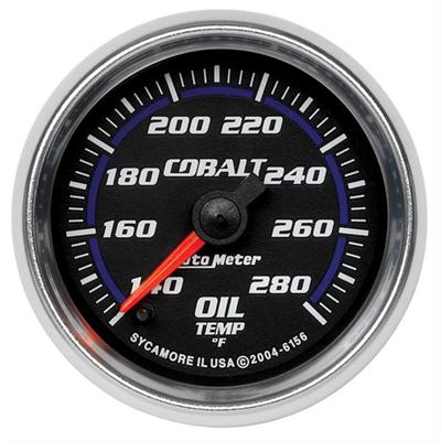 AutoMeter Gauge, Cobalt, Oil Temperature, 140-280 Degrees F, 2 1/16 in., Analog, Electrical, Each - 6156