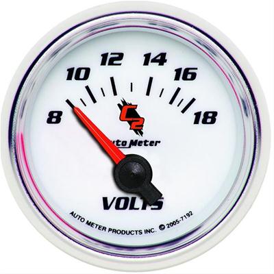 AutoMeter Gauge, C2, Voltmeter, 8-18 V, 2 1/16 in., Analog, Electrical, Each - 7192
