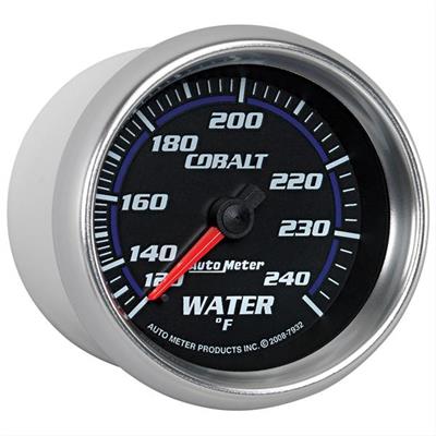 AutoMeter Gauge, Cobalt, Water Temperature, 120-240 Degrees F, 2 5/8 in., Analog, Mechanical, Each - 7932
