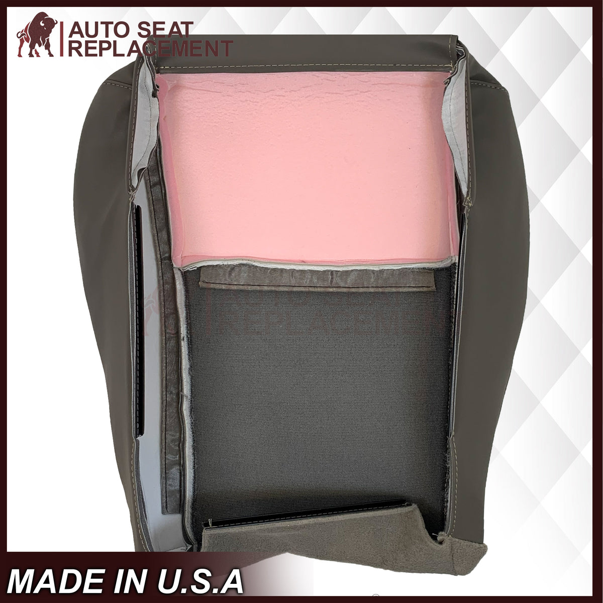 2008-2010 Jeep Grand Cherokee Front Bottom Synthetic Leather Seat Cover 2 Tone Tan (Dk Khaki/Lt Graystone)