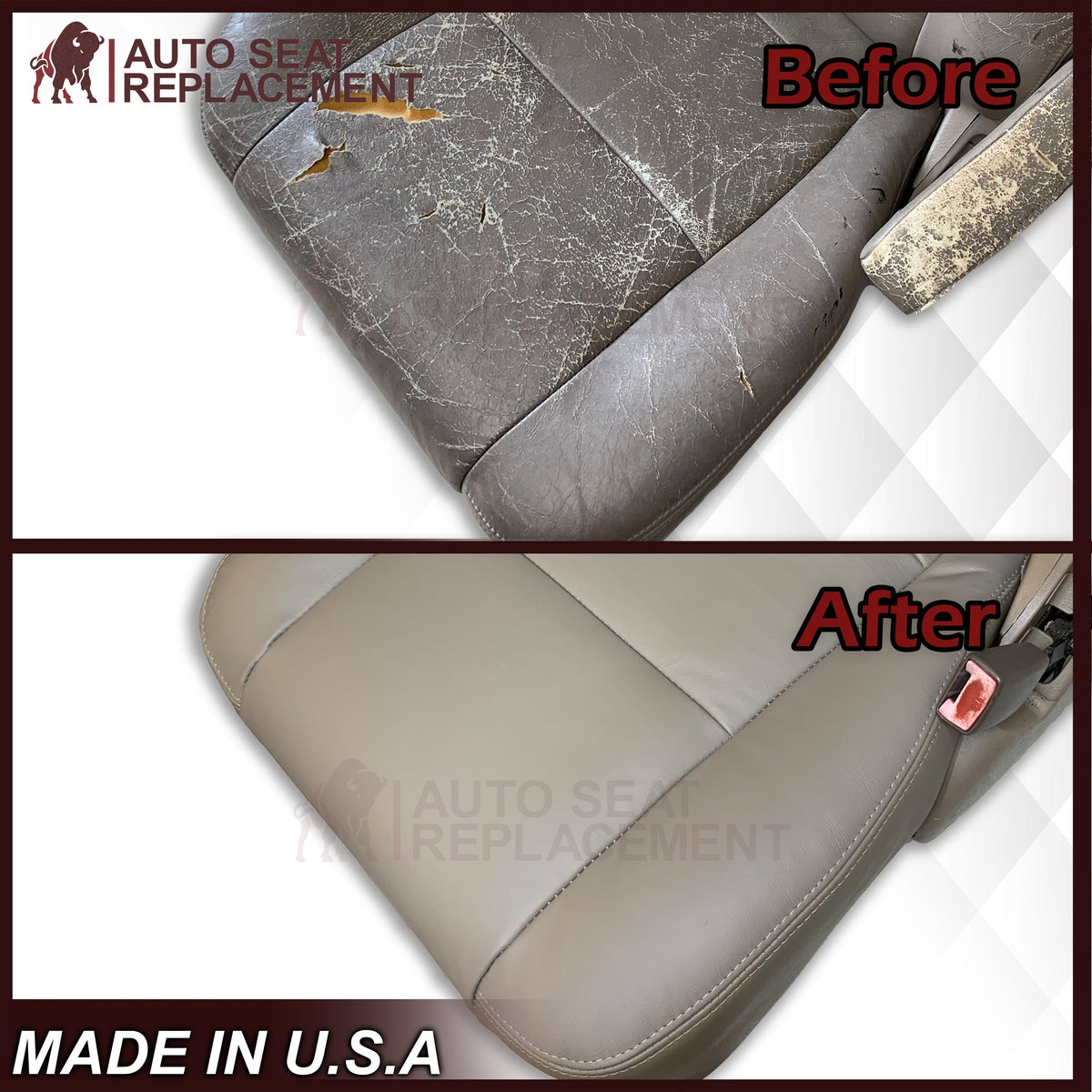 2001 - 2007 Toyota Sequoia Driver OR Passenger Side Top and Bottom Replacement Seat Covers In Tan: Choose your material
