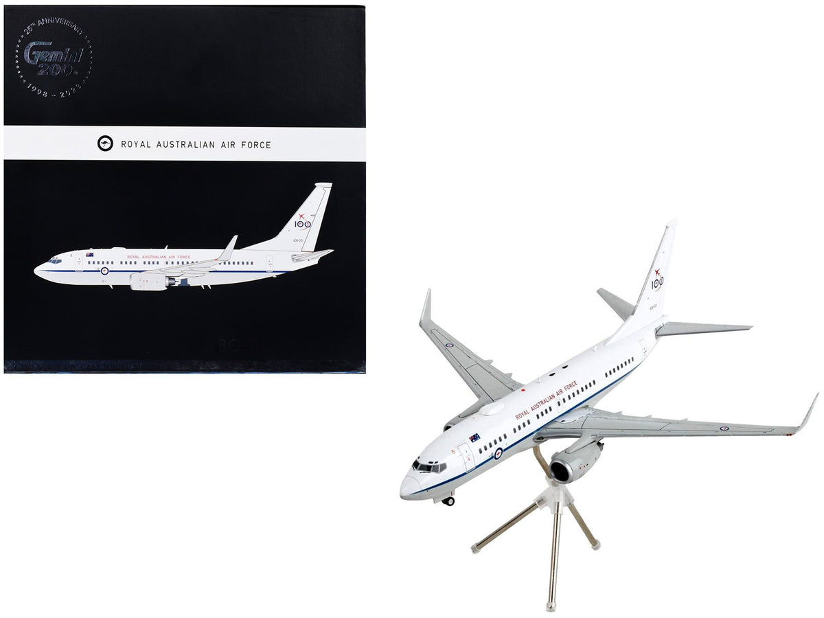 Boeing 737-700 Transport Aircraft "Royal Australian Air Force 100th Anniversary - A36-001" White and Gray "Gemini 200" Series 1/200 Diecast Model Airplane by GeminiJets free shipping USA