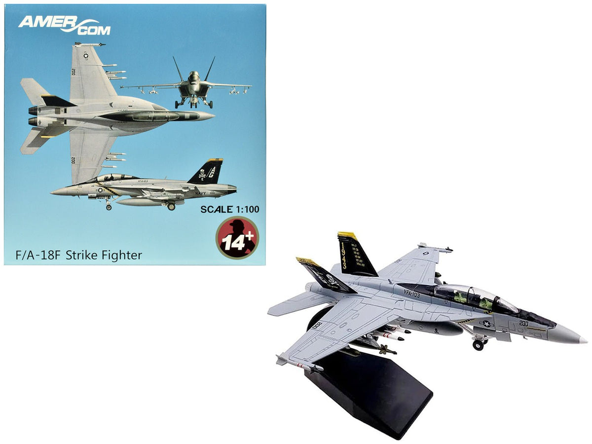 Boeing F/A-18F Super Hornet Fighter Aircraft "VFA-103 Jolly Rogers 75th Anniversary" (2018) United States Navy 1/100 Diecast Model Airplane free shipping USA