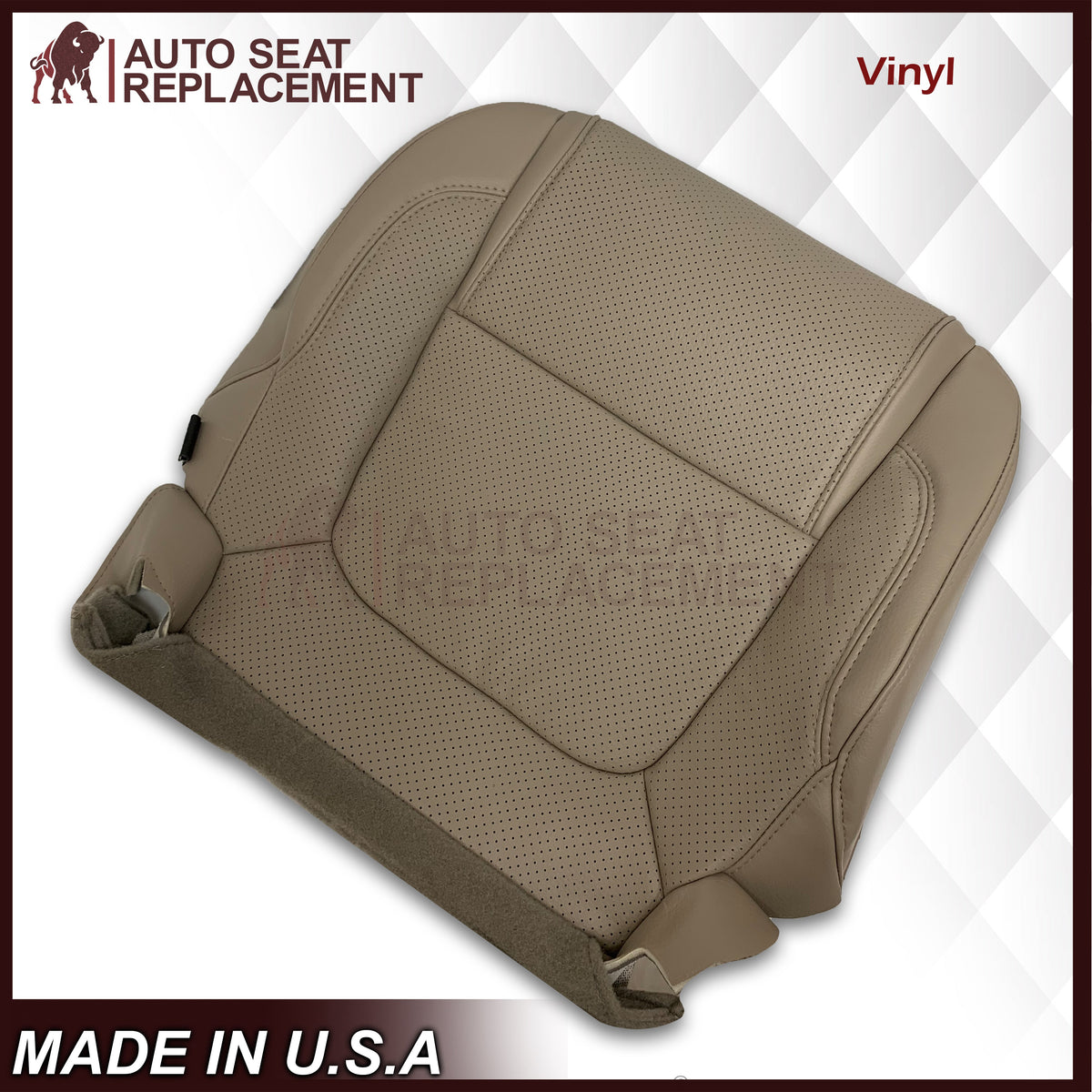 2011 - 2015 Ford Explorer Replacement Perforated Leather Bottom Seat Covers In Gray: Choose Leather OR Vinyl