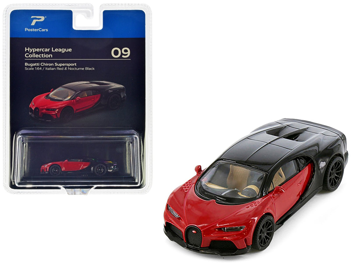 Bugatti Chiron Supersport Italian Red and Nocturne Black "Hypercar League Collection" 1/64 Diecast Model Car by PosterCars free shipping USA