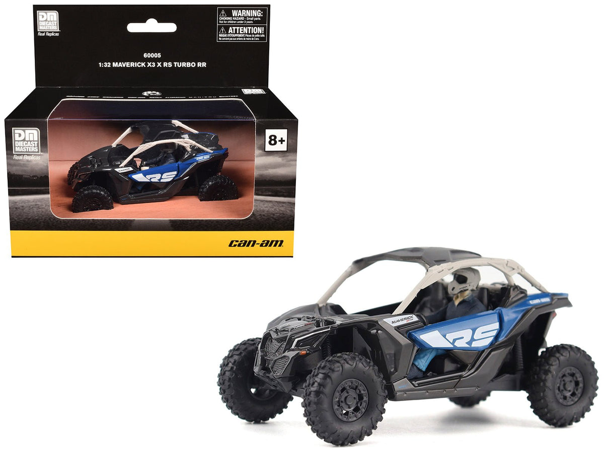Can-Am Maverick X3 X RS Turbo RR Intense Blue and Chalk Gray with Driver Figure 1/32 Diecast Model by BRP Models free shipping USA