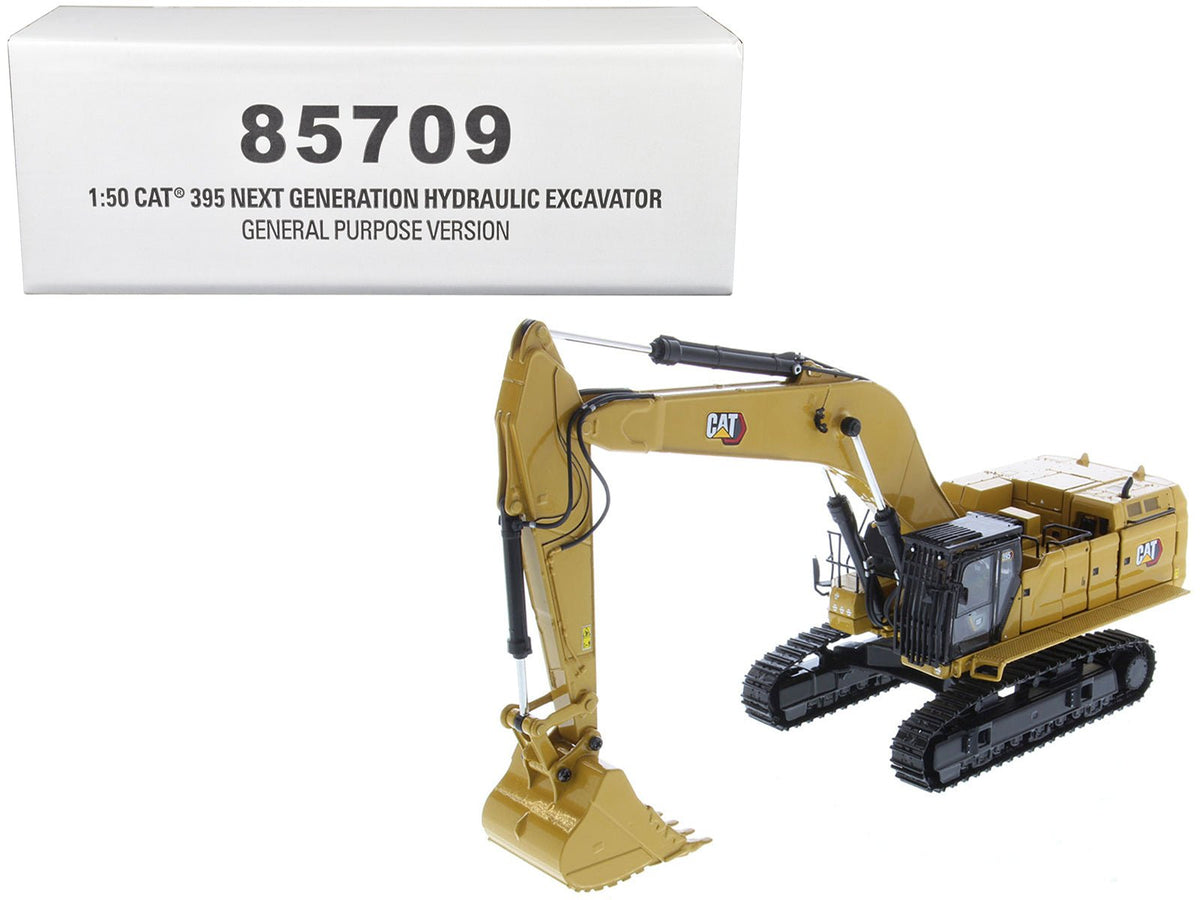 CAT Caterpillar 395 Next Generation Hydraulic Excavator (General Purpose Version) Yellow with Operator and Additional Tools "High Line" Series 1/50 Diecast Model by Diecast Masters free shipping USA