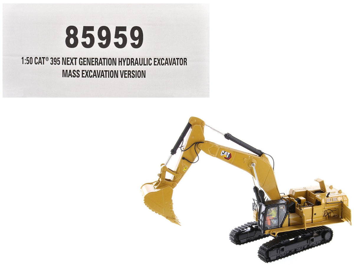CAT Caterpillar 395 Next Generation Hydraulic Excavator "Mass Excavation Version" Yellow "High Line Series" 1/50 Diecast Model by Diecast Masters free shipping USA