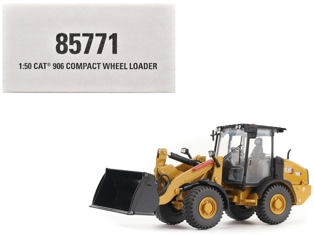 CAT Caterpillar 906 Compact Wheel Loader Yellow with Operator "High Line Series" 1/50 Diecast Model by Diecast Masters free shipping USA