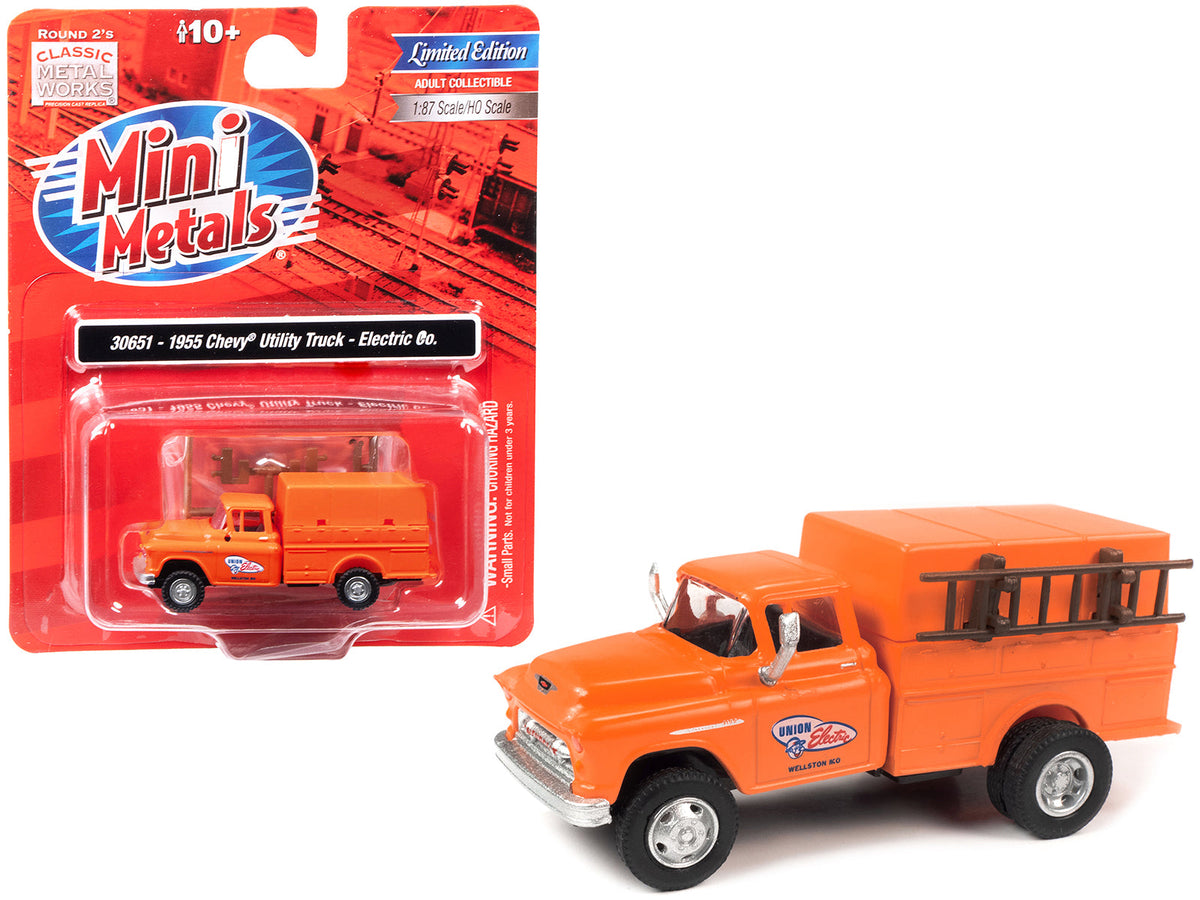 1955 Chevrolet Utility Truck Orange "Union Electric" 1/87 (HO) Scale Model by Classic Metal Works free shipping USA