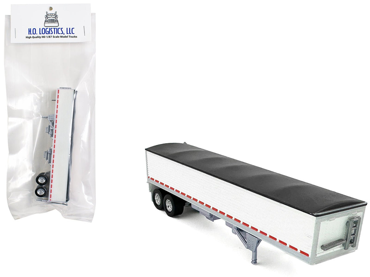 Covered Grain Trailer White with Black Tarp 1/87 (HO) Plastic Model Car by HO Logistics free shipping USA