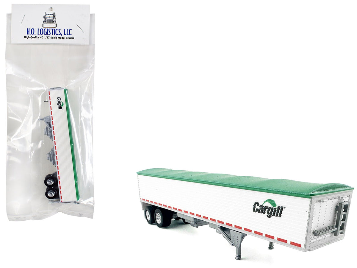 Covered Grain Trailer White with Green Tarp "Cargill" 1/87 (HO) Plastic Model Car by HO Logistics free shipping USA