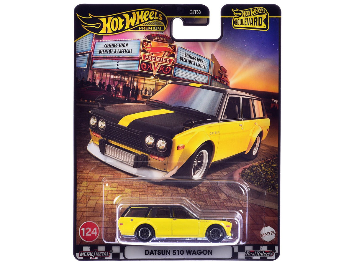 Datsun 510 Wagon Yellow and Black "Boulevard" Series Diecast Model Car by Hot Wheels free shipping USA