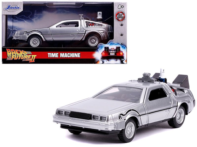 DeLorean DMC (Time Machine) Silver "Back to the Future Part II" (1989) Movie "Hollywood Rides" Series 1/32 Diecast Model Car by Jada free shipping USA