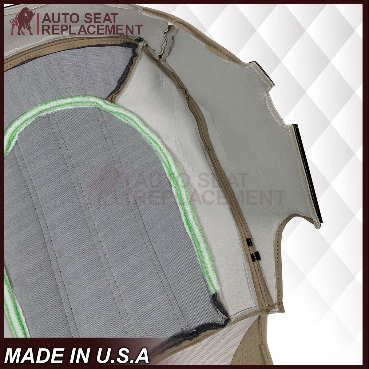 2006 - 2011 Buick Lucerne Driver or Passenger Bottom Perforated Seat Cover In Light Cashmere Tan: Choose Leather or Vinyl