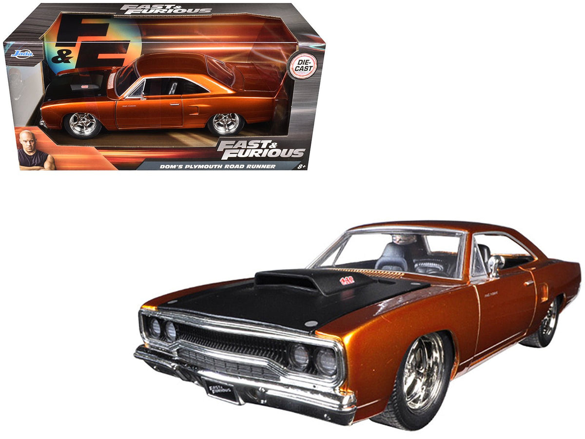 Dom's 1970 Plymouth Road Runner Copper with Black Hood "Fast & Furious 7" (2015) Movie 1/24 Diecast Model Car by Jada free shipping USA